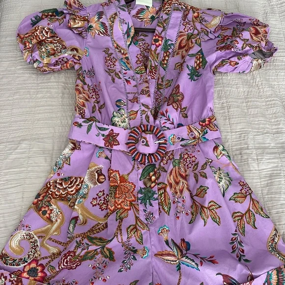 Lilac Floral Monkey Short Sleeve Romper - Picture 3 of 3